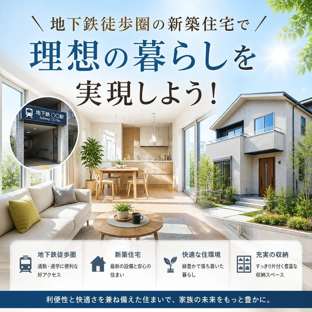 地下鉄徒歩圏の新築住宅で理想の暮らしを実現しよう！