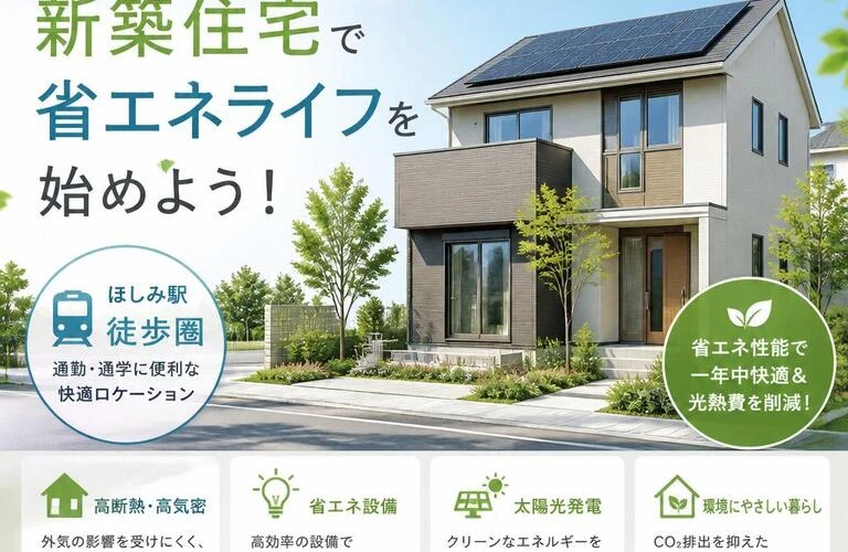 ほしみ駅徒歩圏の新築住宅で省エネライフを始めよう！