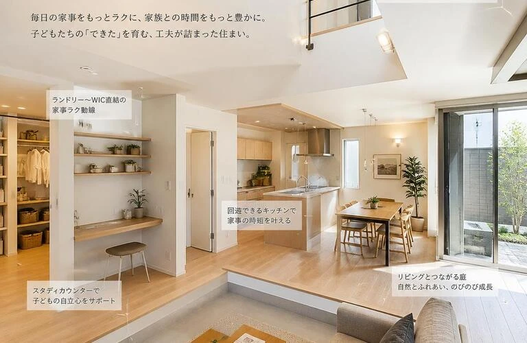 家事楽を実現し、家族の成長を促す新築住宅