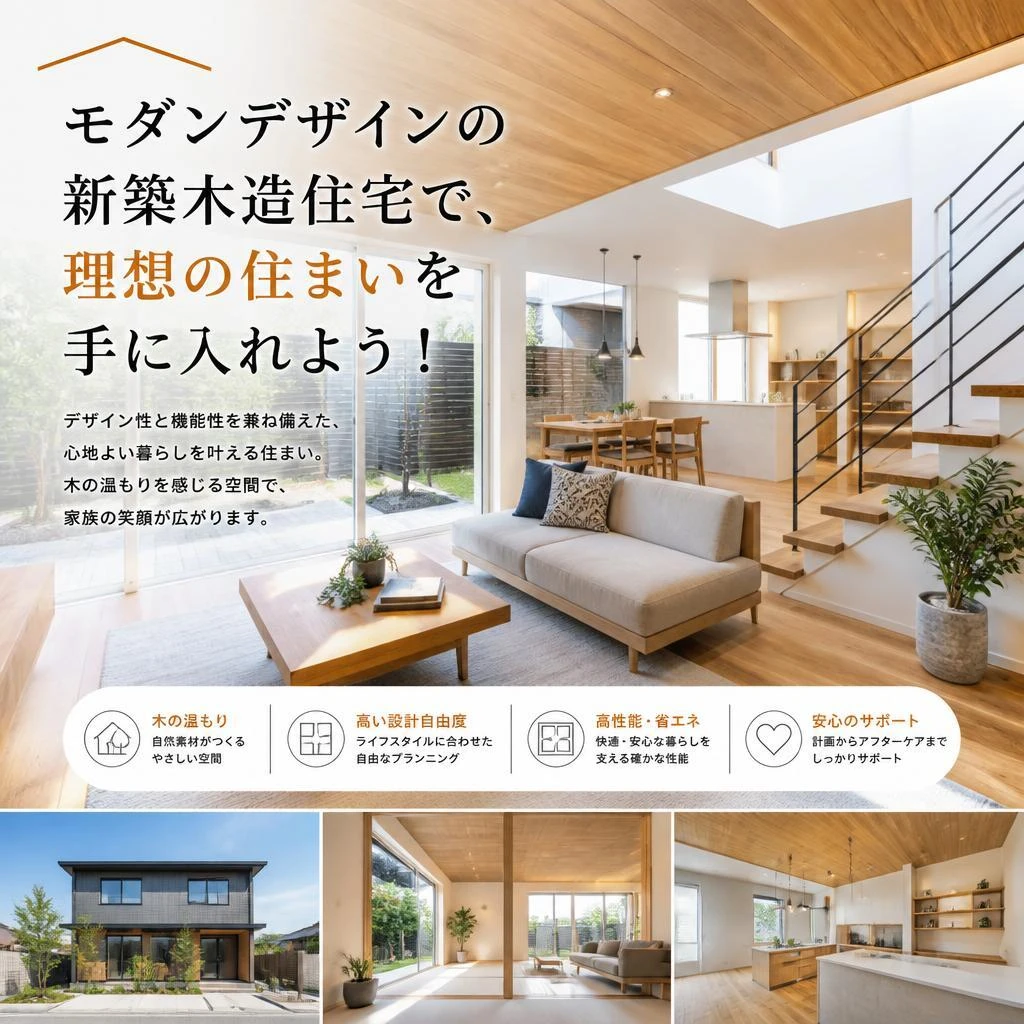 モダンデザインの新築木造住宅で、理想の住まいを手に入れよう！