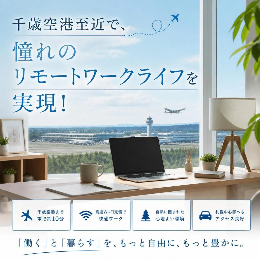 千歳空港至近で、憧れのリモートワークライフを実現！