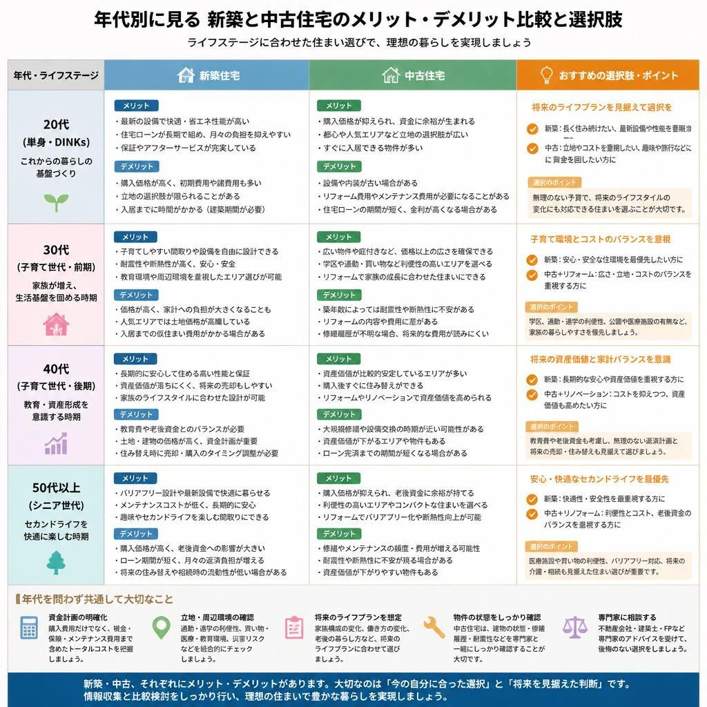 4. 年代別メリットとデメリット比較