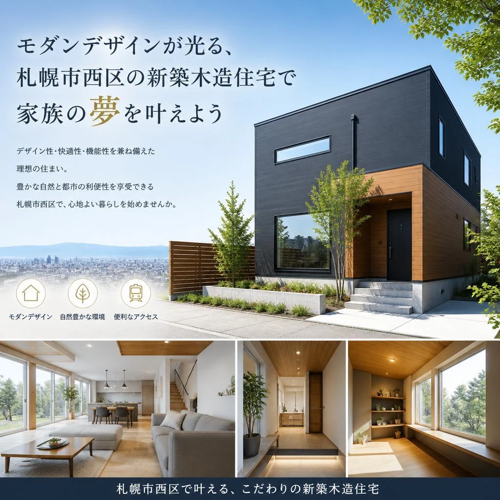 モダンデザインが光る、札幌市西区の新築木造住宅で家族の夢を叶えよう